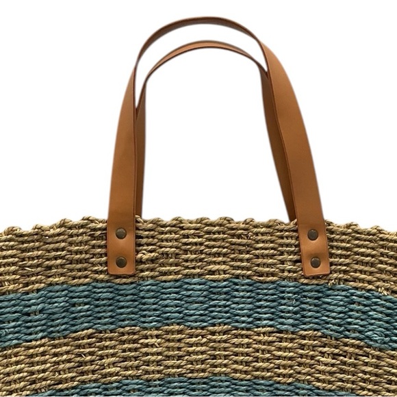 Hearth & Hand Striped Woven Tote in Blue and Natural - Picture 7 of 7